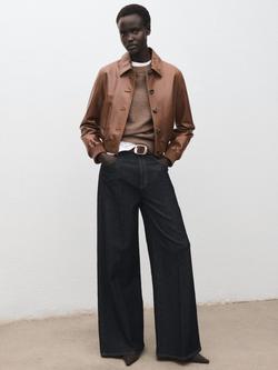 Mango Nekko Oversized Sweater Ribbed Trim - view 2, Medium Brown