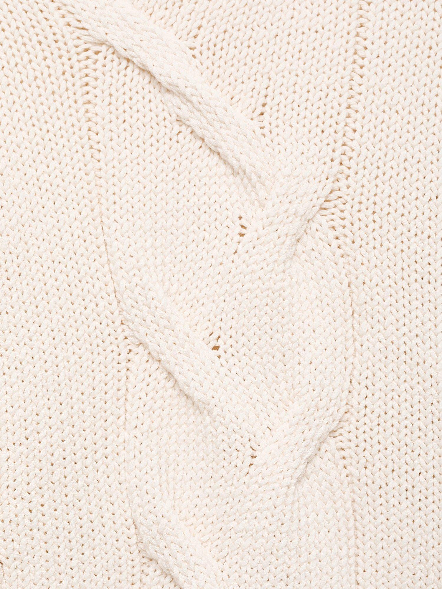Product image 8 of 8, which shows Mango Trenzas Crew Neck Cotton Blend Sweater , Natural White, M