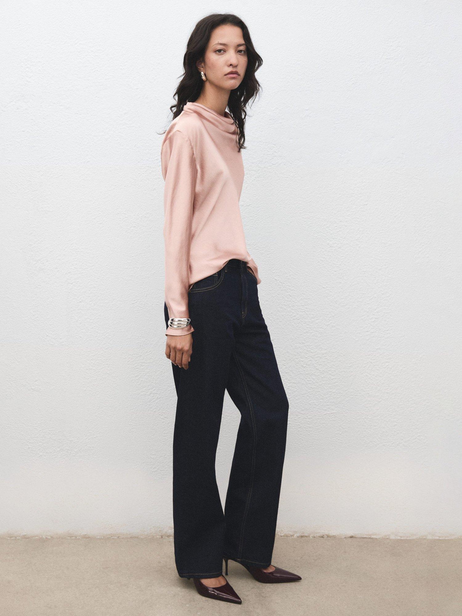 Product image 2 of 8, which shows Mango Marto Long Sleeve Cowl Neck Blouse , Lt-pastel Pink, 10