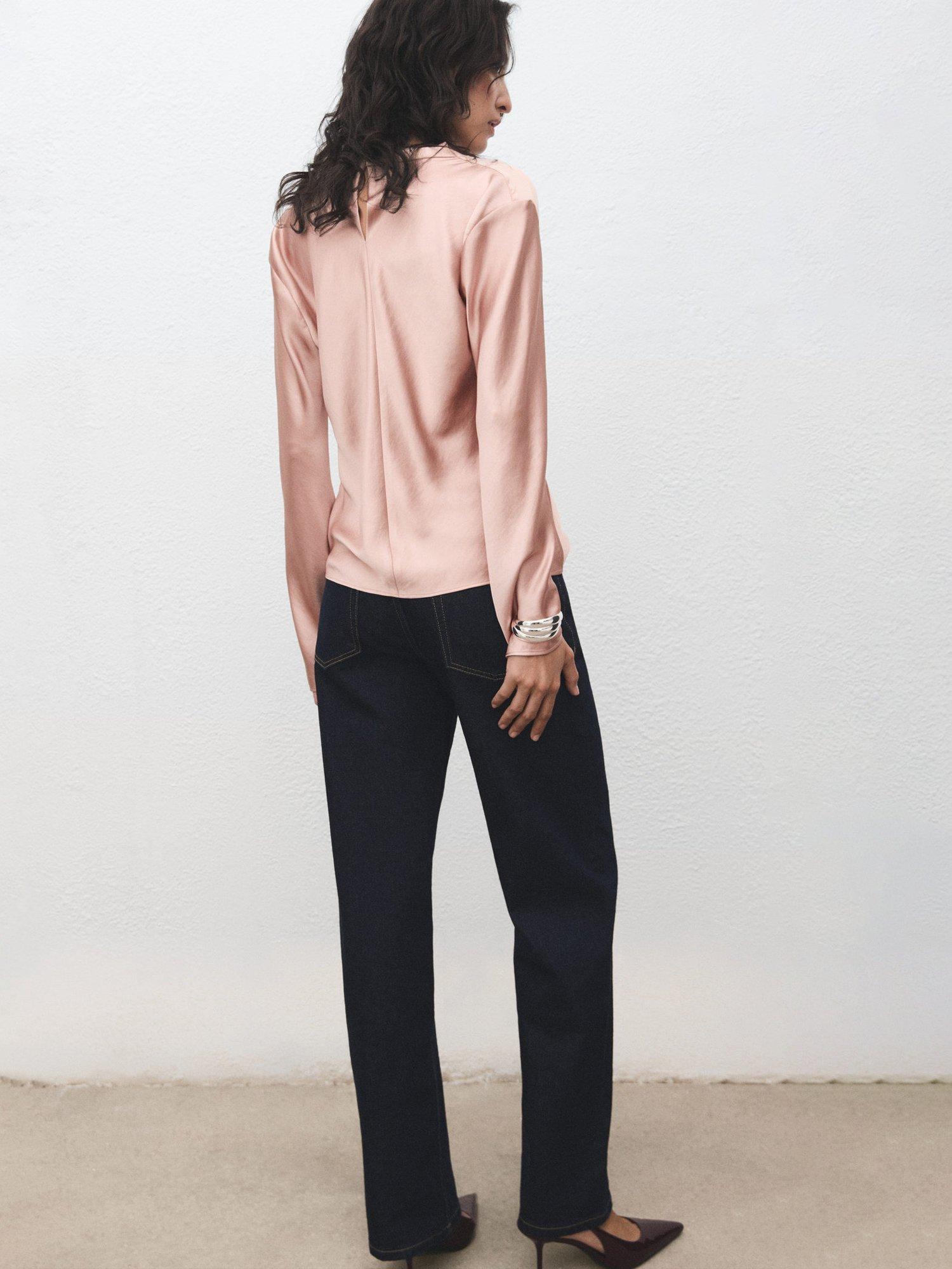 Product image 4 of 8, which shows Mango Marto Long Sleeve Cowl Neck Blouse , Lt-pastel Pink, 10