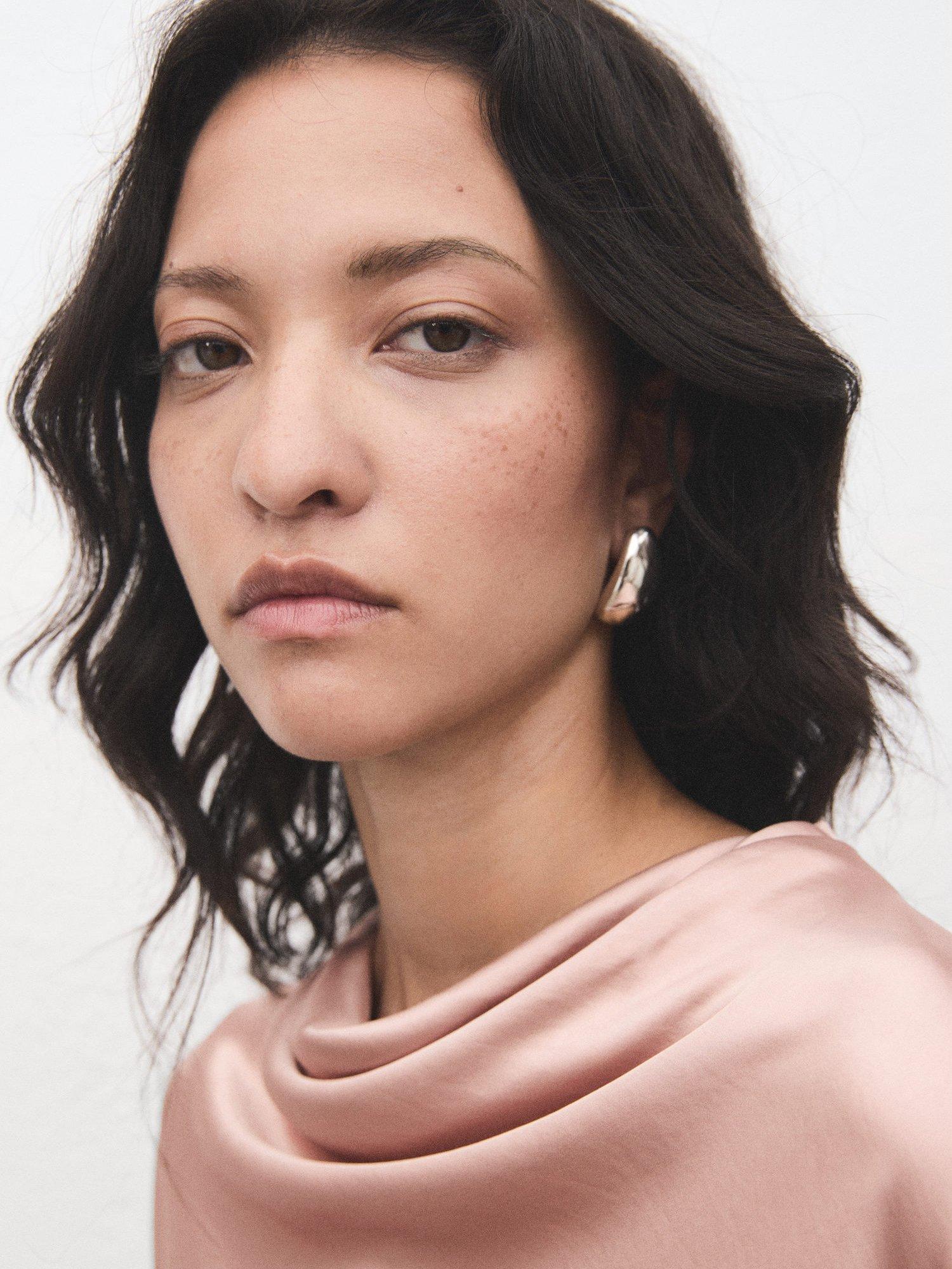 Product image 6 of 8, which shows Mango Marto Long Sleeve Cowl Neck Blouse , Lt-pastel Pink, 10