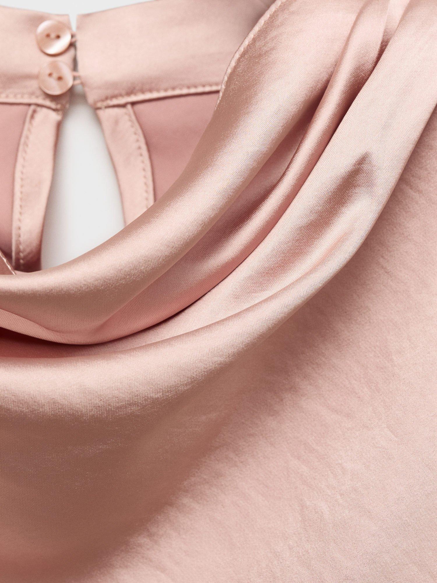 Product image 8 of 8, which shows Mango Marto Long Sleeve Cowl Neck Blouse , Lt-pastel Pink, 10