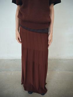 Mango Long Seam Knitted Floor-Grazing Skirt, Brown