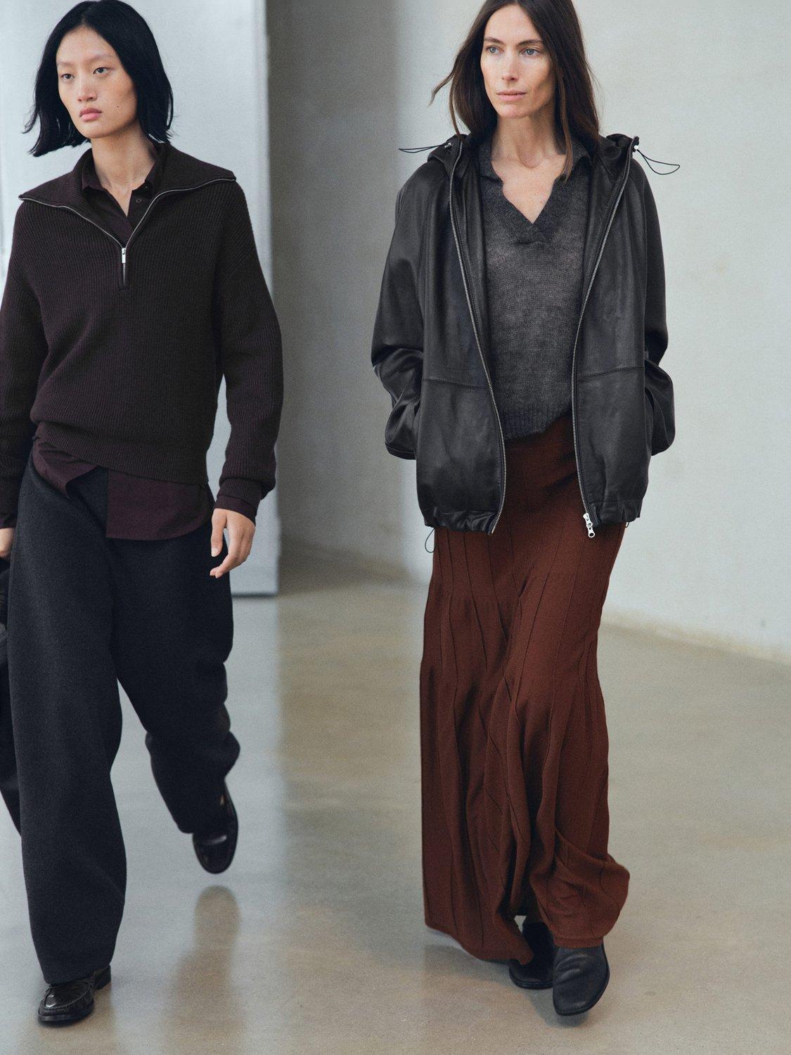 Product image 7 of 8, which shows Mango Long Seam Knitted Floor-Grazing Skirt, Brown, S