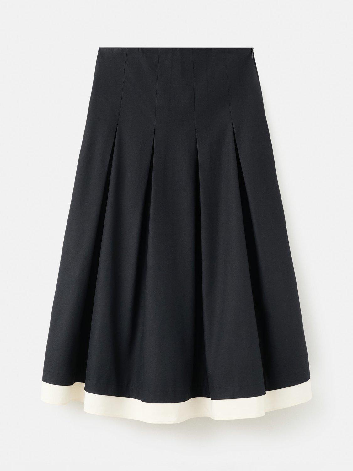Product image 3 of 8, which shows Mango Olivia A-Line Cotton Midi Skirt, Black, 10