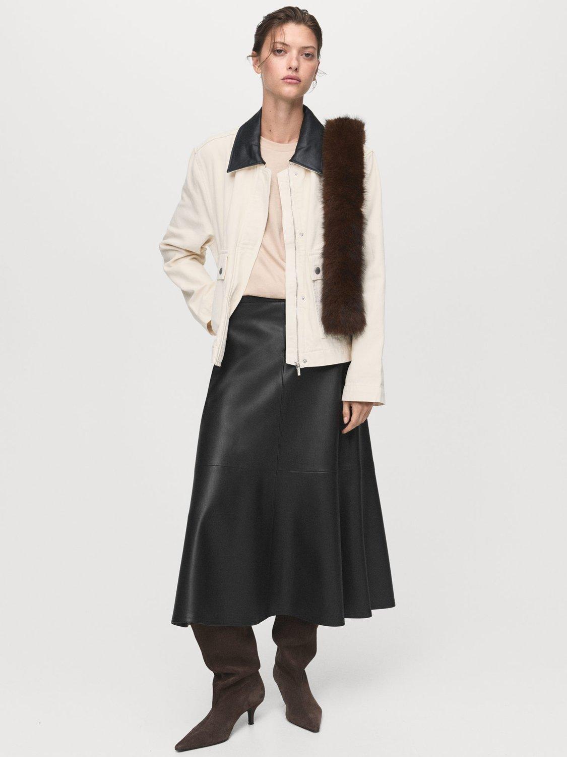 Product image 2 of 8, which shows Mango Paris A-Line Tiered Plus Size Midi Skirt , Black, 10