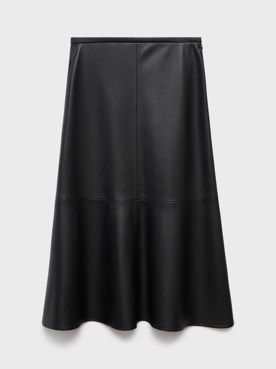 Product image 3 of 8, which shows Mango Paris A-Line Tiered Plus Size Midi Skirt , Black, 10