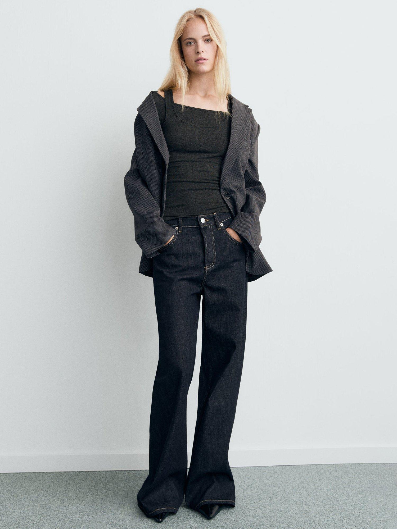 Product image 2 of 8, which shows Mango Belle Layered Fine Knit Top, Dark Grey, L