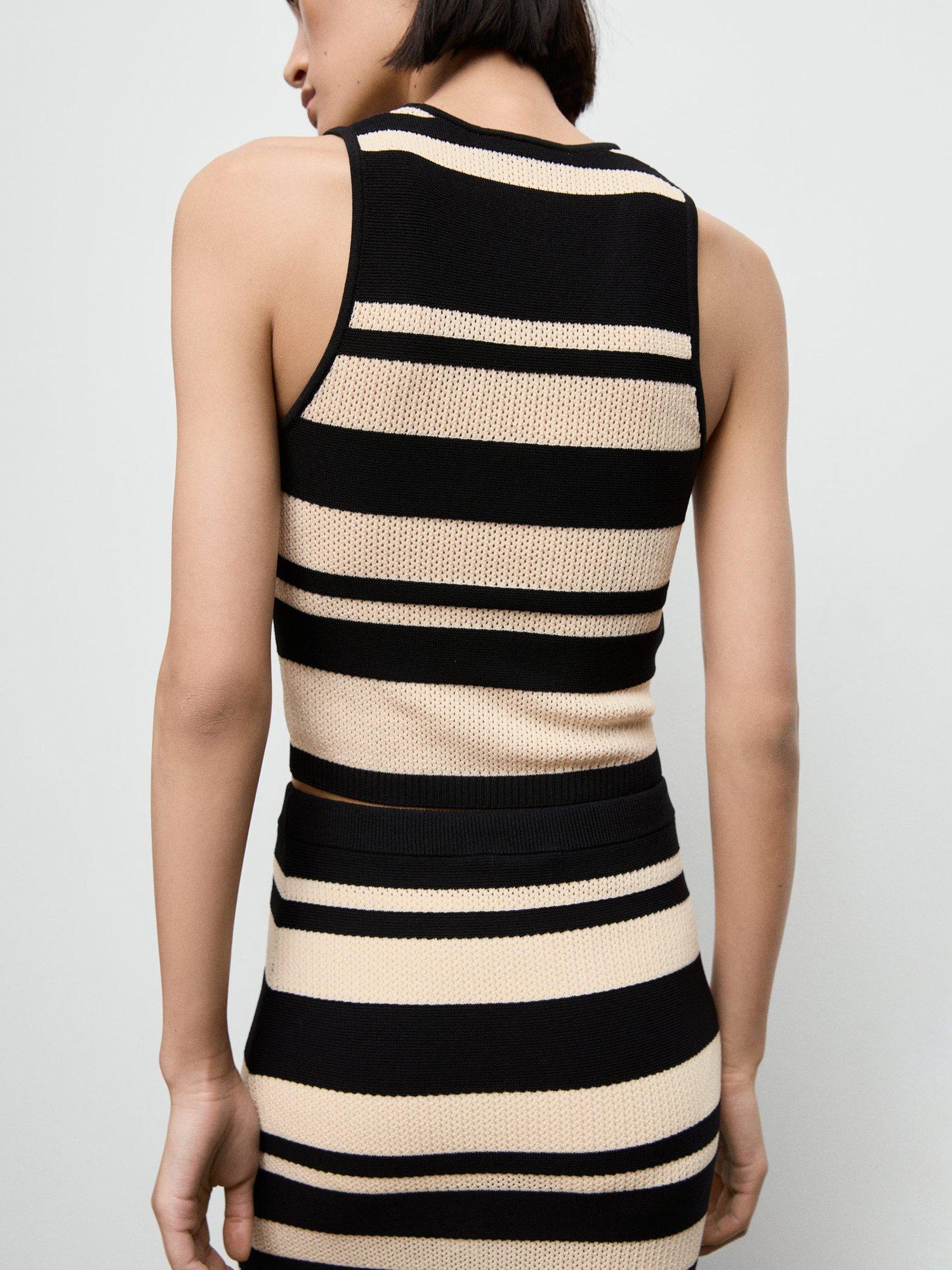 Product image 4 of 7, which shows Mango Noemi Stripe Knit Top, Black, L