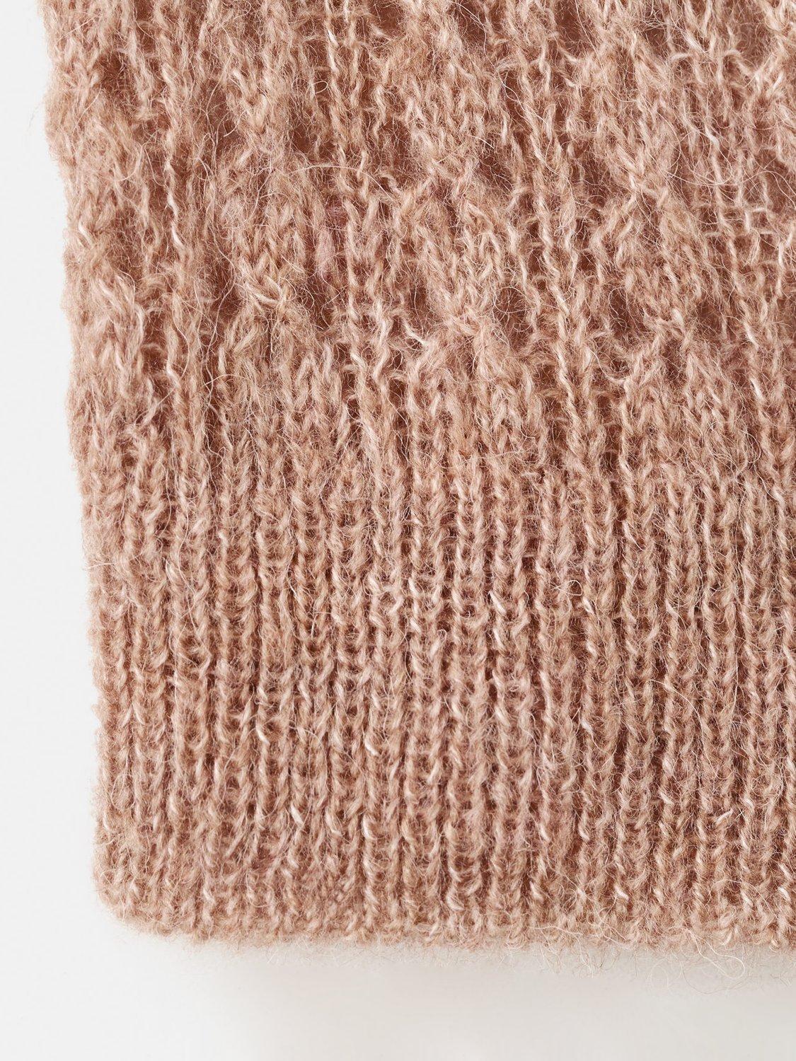 Product image 5 of 8, which shows Mango Nuez Open Knit Polo Knit Top, Medium Brown, XS