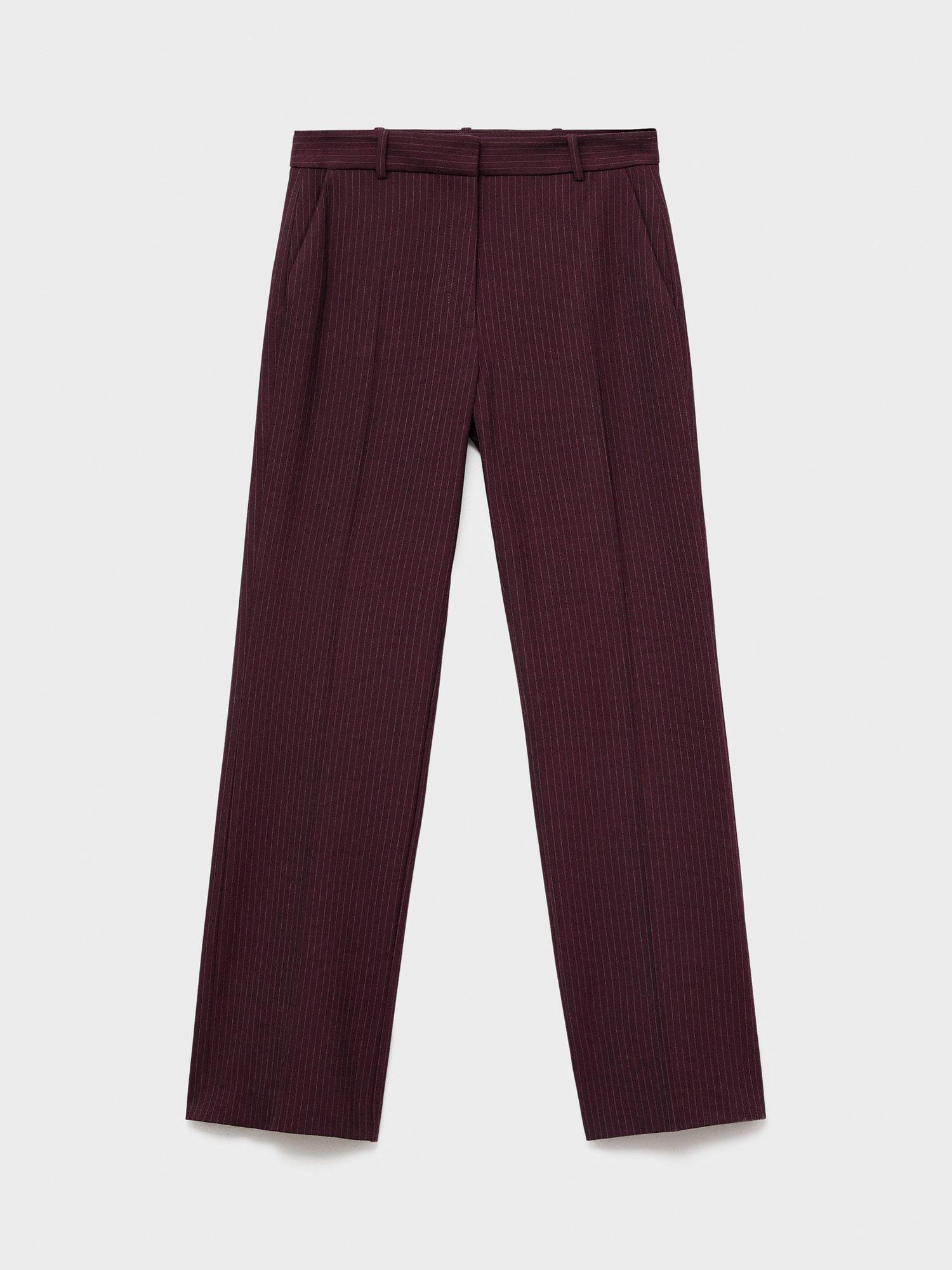 Product image 3 of 8, which shows Mango Bergen Stripe Tailored Trousers, Dark Red, 10