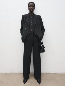 Mango Daisy Wide Leg Trousers, Grey - view 2, Grey