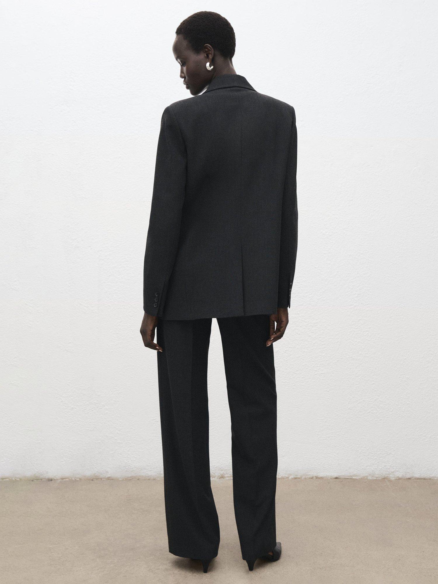 Product image 4 of 8, which shows Mango Daisy Wide Leg Trousers, Grey, 4