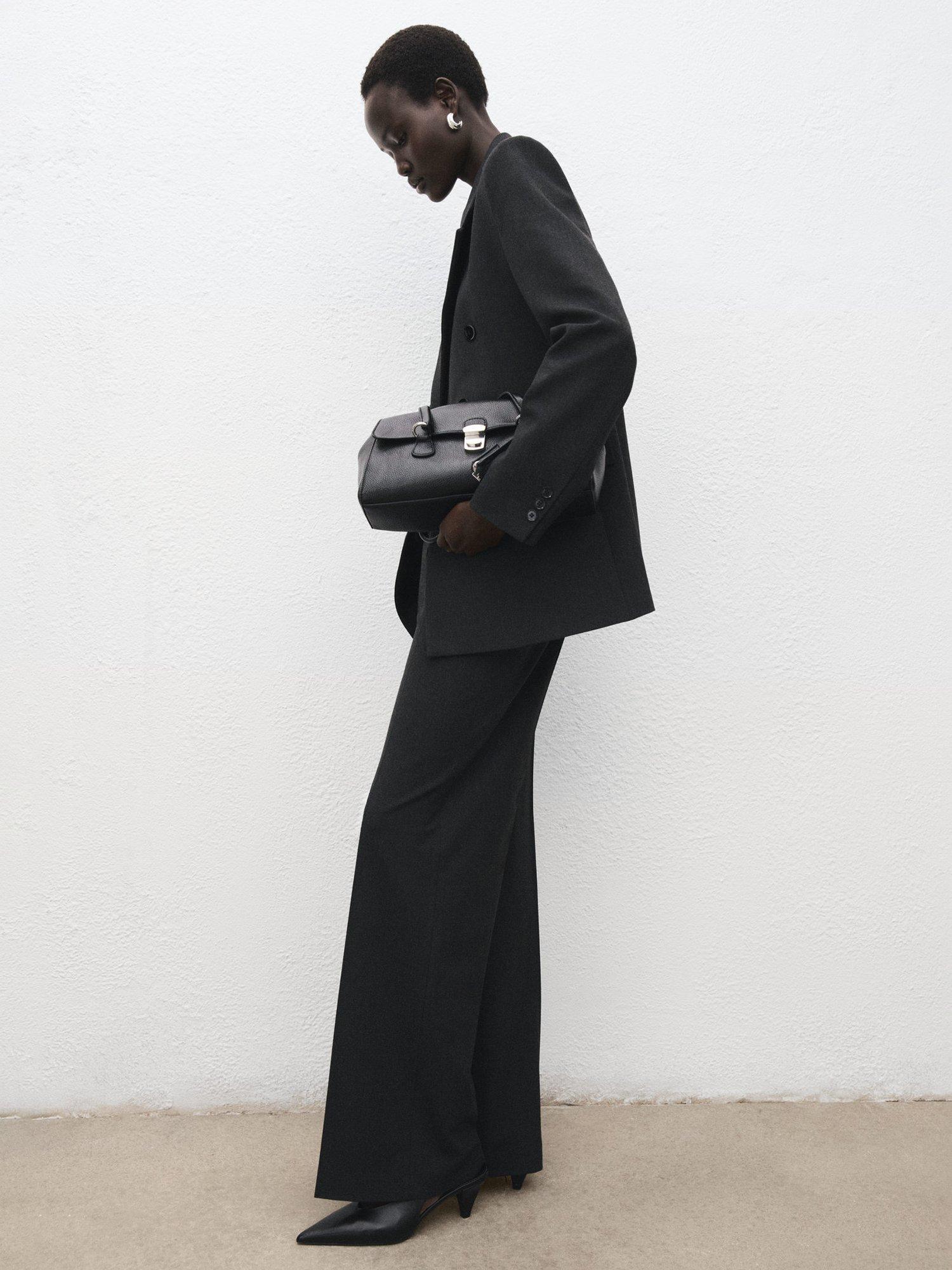 Product image 7 of 8, which shows Mango Daisy Wide Leg Trousers, Grey, 4