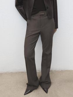 Mango Emma Flared Mid Rise Trousers, Grey