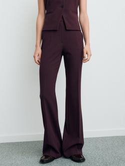 Mango Emma Flared Trousers, Dark Purple