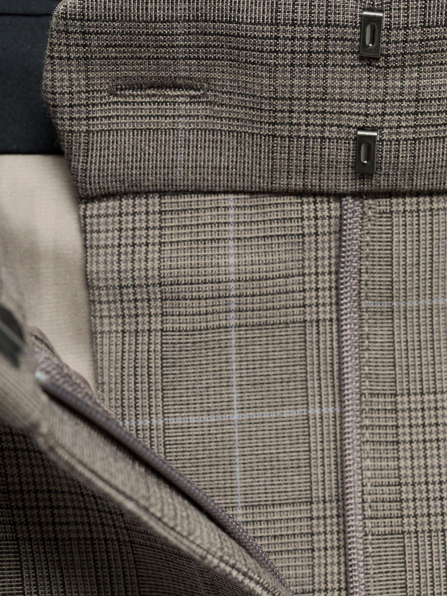 Product image 6 of 6, which shows Mango Katy Wide Leg Check Trousers, Medium Brown, 8