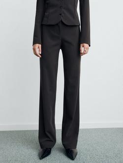 Mango Klumi Straight Trousers, Grey, Grey