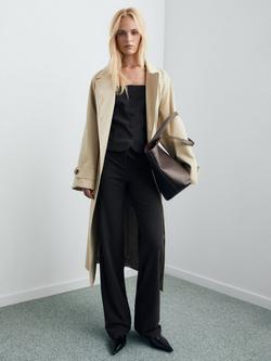 Mango Klumi Straight Trousers, Grey - view 2, Grey