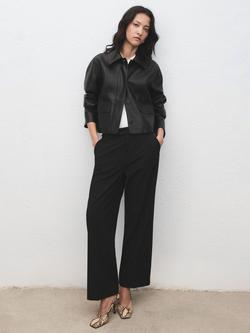 Mango Pau Mid Rise Straight Cropped Trousers, Black - view 2, Black