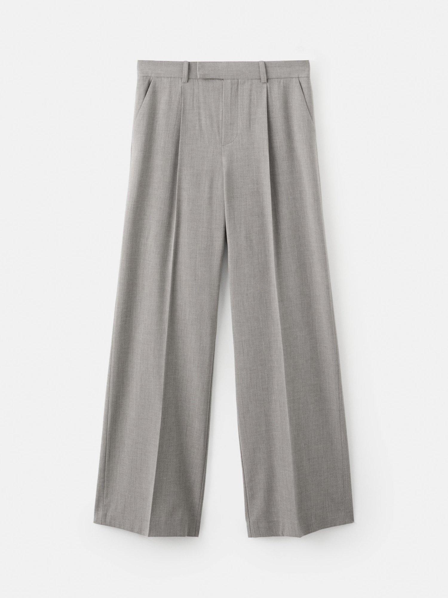 Product image 3 of 8, which shows Mango Puglia Pinstripe Wool Blend Trousers, Grey, 12