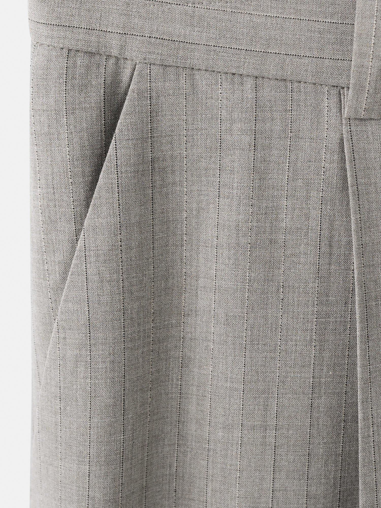 Product image 5 of 8, which shows Mango Puglia Pinstripe Wool Blend Trousers, Grey, 12