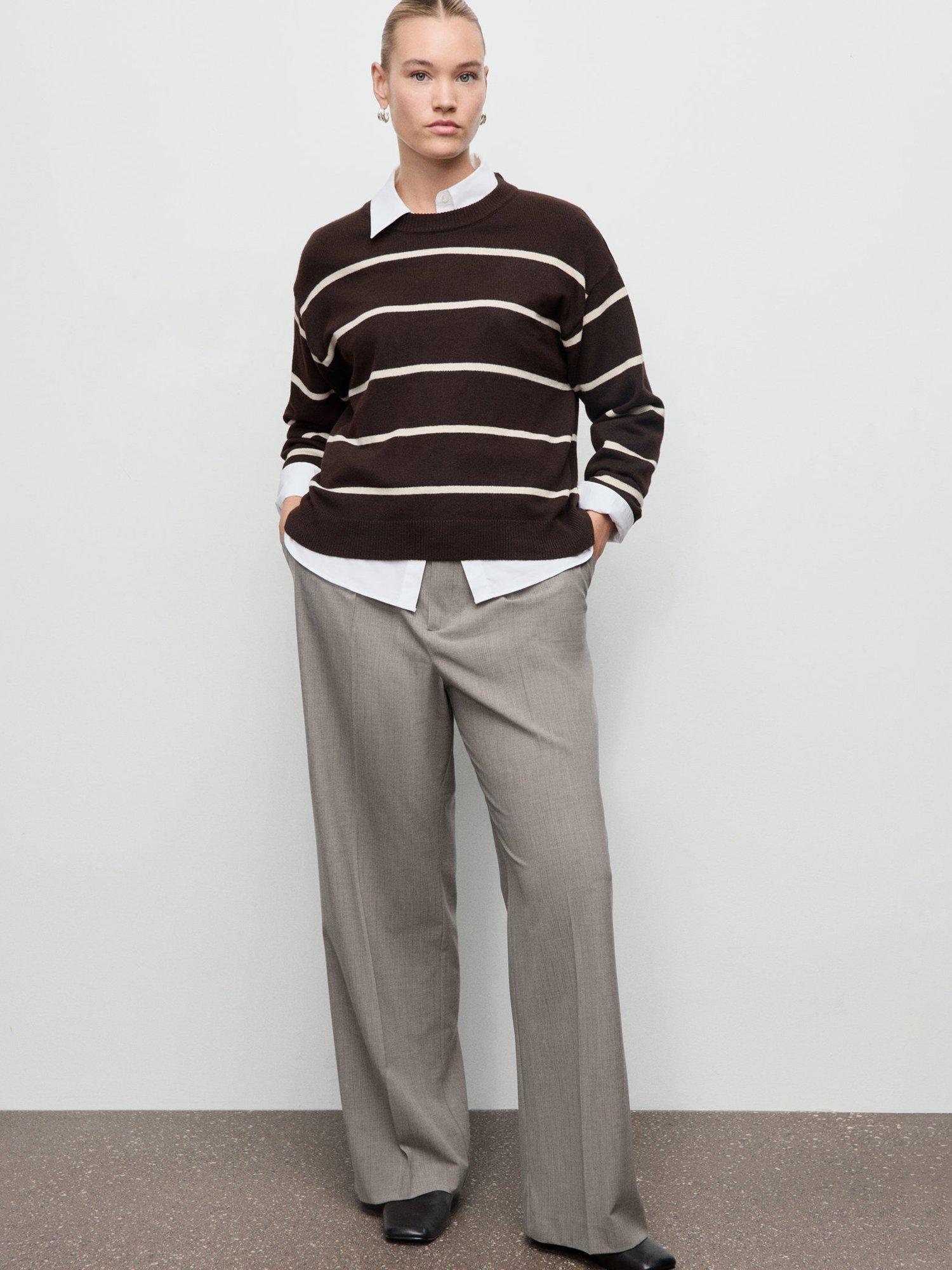 Product image 7 of 8, which shows Mango Puglia Pinstripe Wool Blend Trousers, Grey, 12