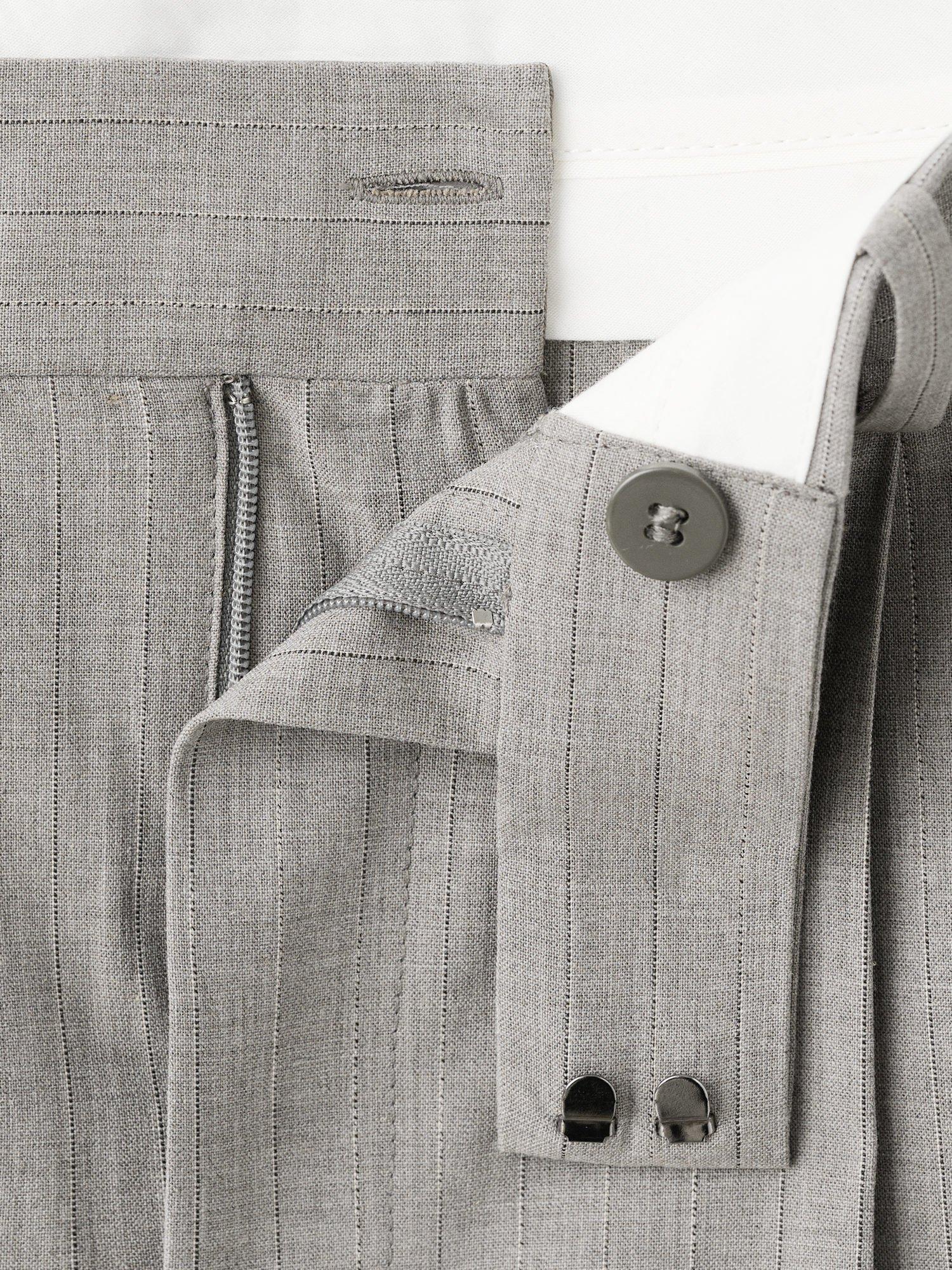 Product image 8 of 8, which shows Mango Puglia Pinstripe Wool Blend Trousers, Grey, 12