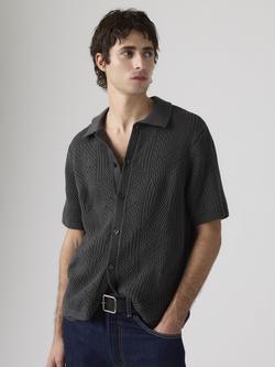 Levi's Cotton Blend Regular Fit Camp Collar Sweater Shirt, Dark Phantom, Dark Phantom