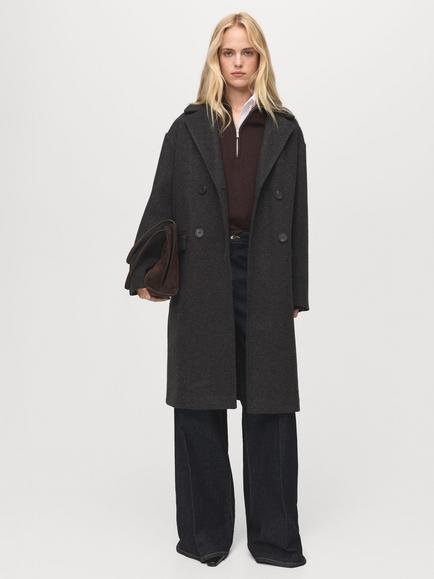 Mango Tabisa Double Breasted Coat - view 2, Charcoal