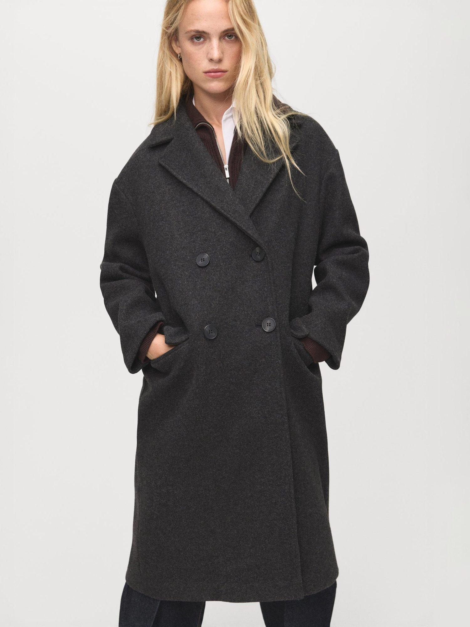 Product image 6 of 8, which shows Mango Tabisa Double Breasted Coat, Charcoal, L