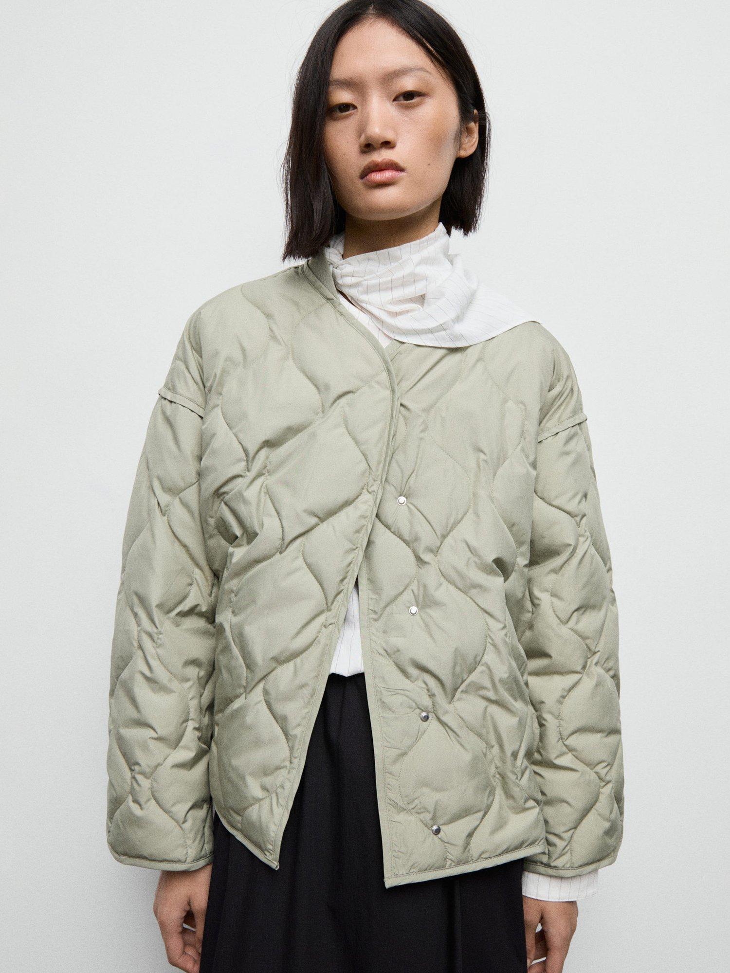 Product image 1 of 7, which shows Mango Nat Quilted Jacket, Green, M
