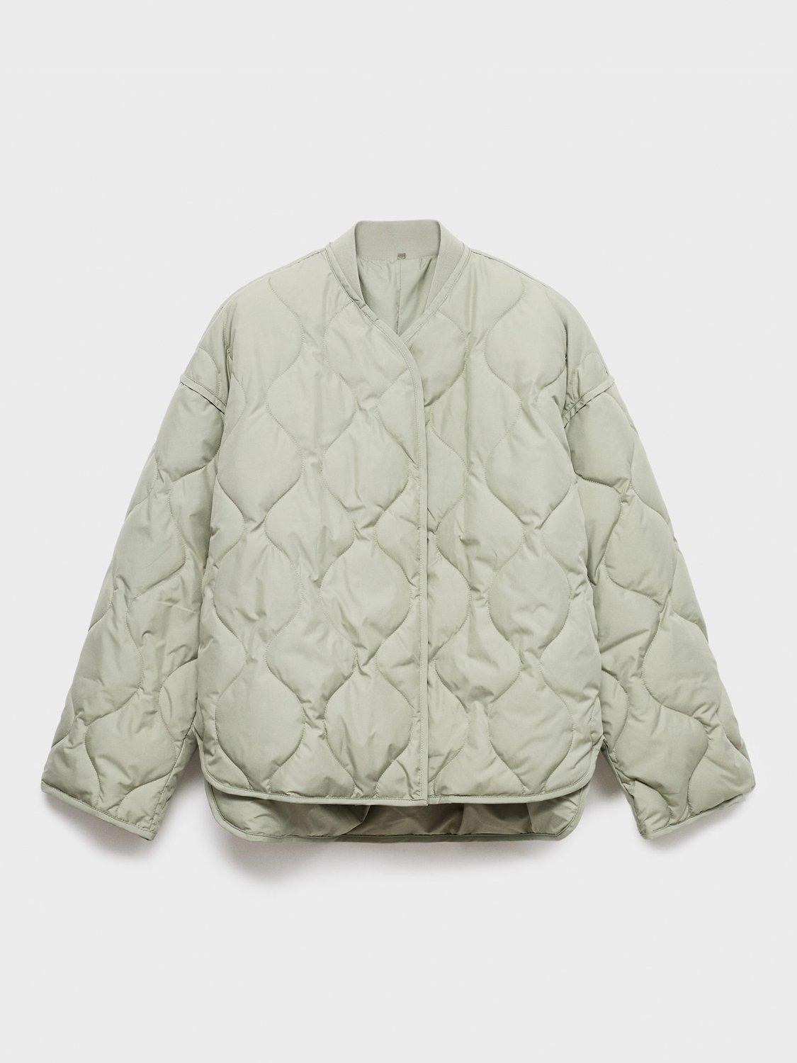 Product image 3 of 7, which shows Mango Nat Quilted Jacket, Green, M