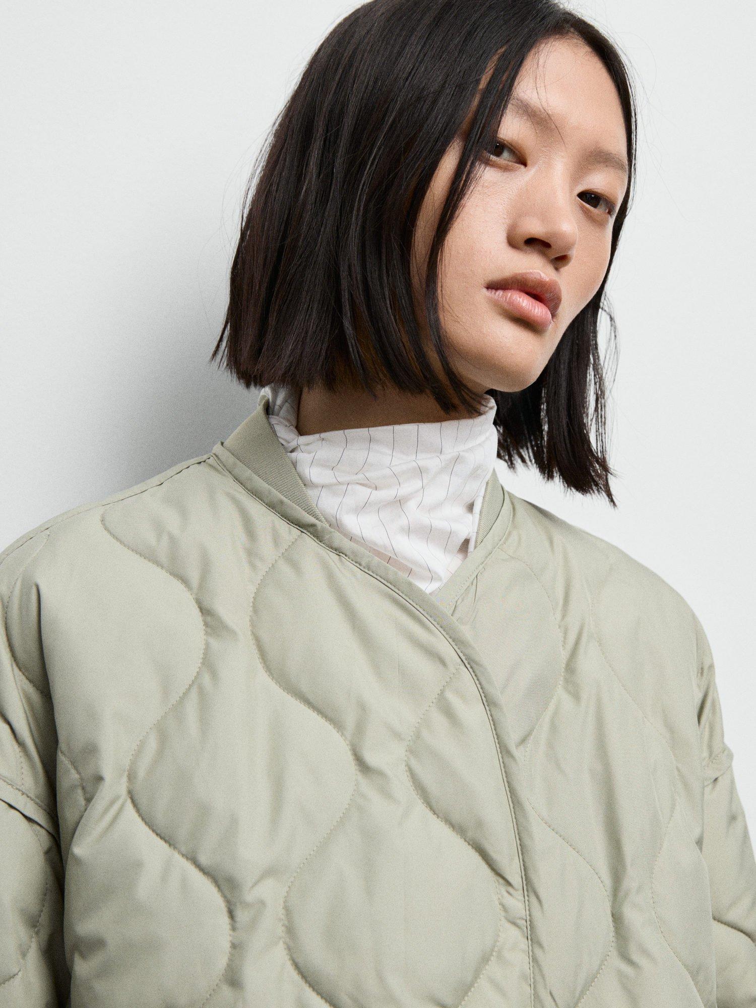 Product image 6 of 7, which shows Mango Nat Quilted Jacket, Green, M