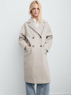 Mango Tabisa Double Breasted Coat, Medium Brown