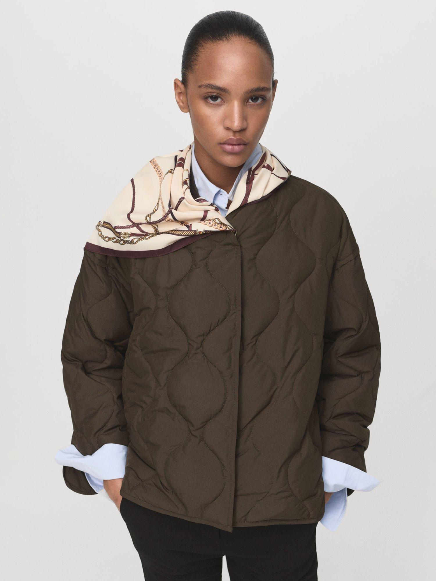 Product image 1 of 7, which shows Mango Nat Quilted Jacket, Brown, XS