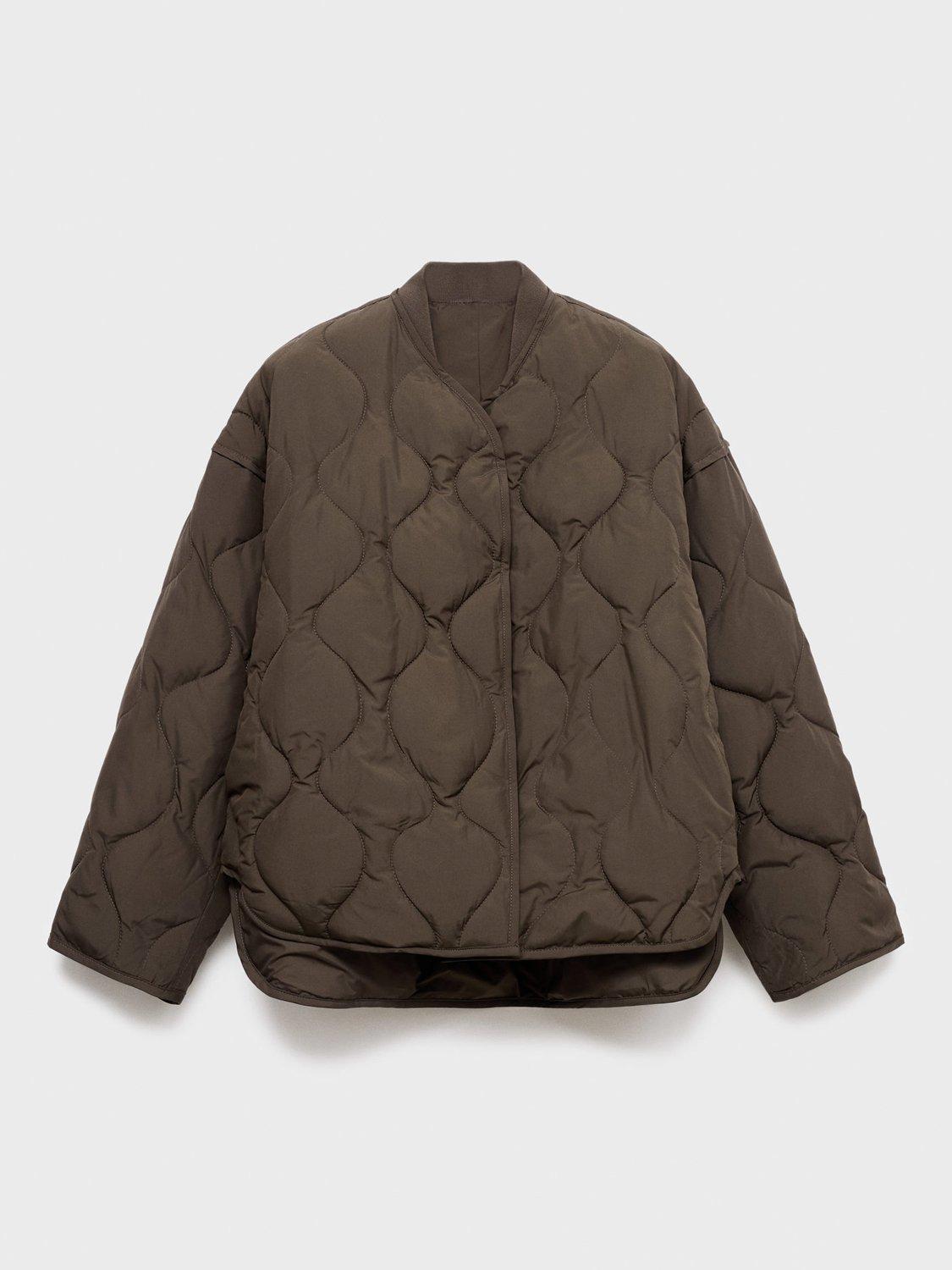 Product image 3 of 7, which shows Mango Nat Quilted Jacket, Brown, XS