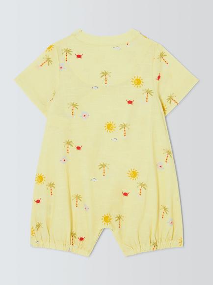 John Lewis Baby Woven Kimono Romper, Yellow - view 2, Yellow