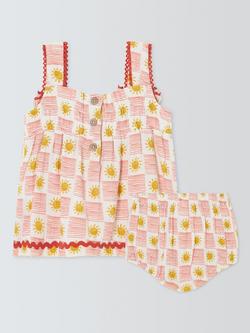 John Lewis Baby Sunshine Dress and Bloomers Set, Red Check - view 2, Red Check
