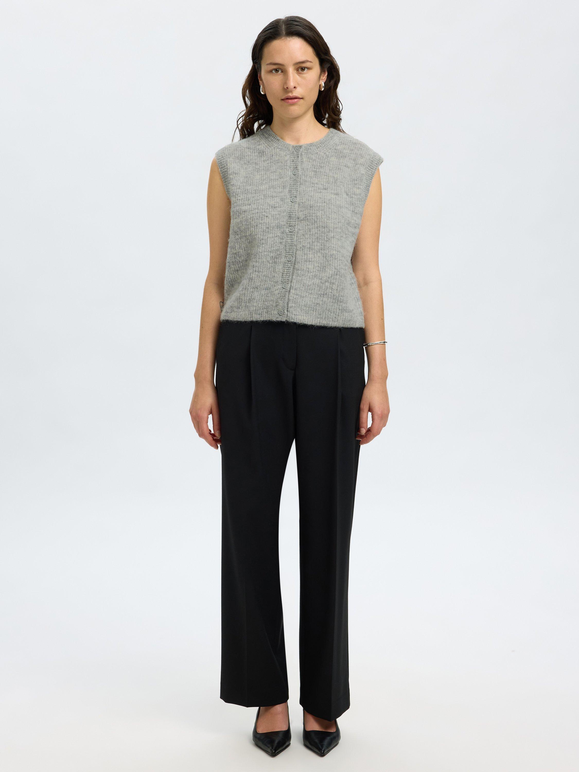 Product image 2 of 6, which shows Selected Lulu Wool Rich Knit Top, Grey, XS