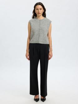 Selected Lulu Wool Rich Knit Top, Grey - view 2, Grey