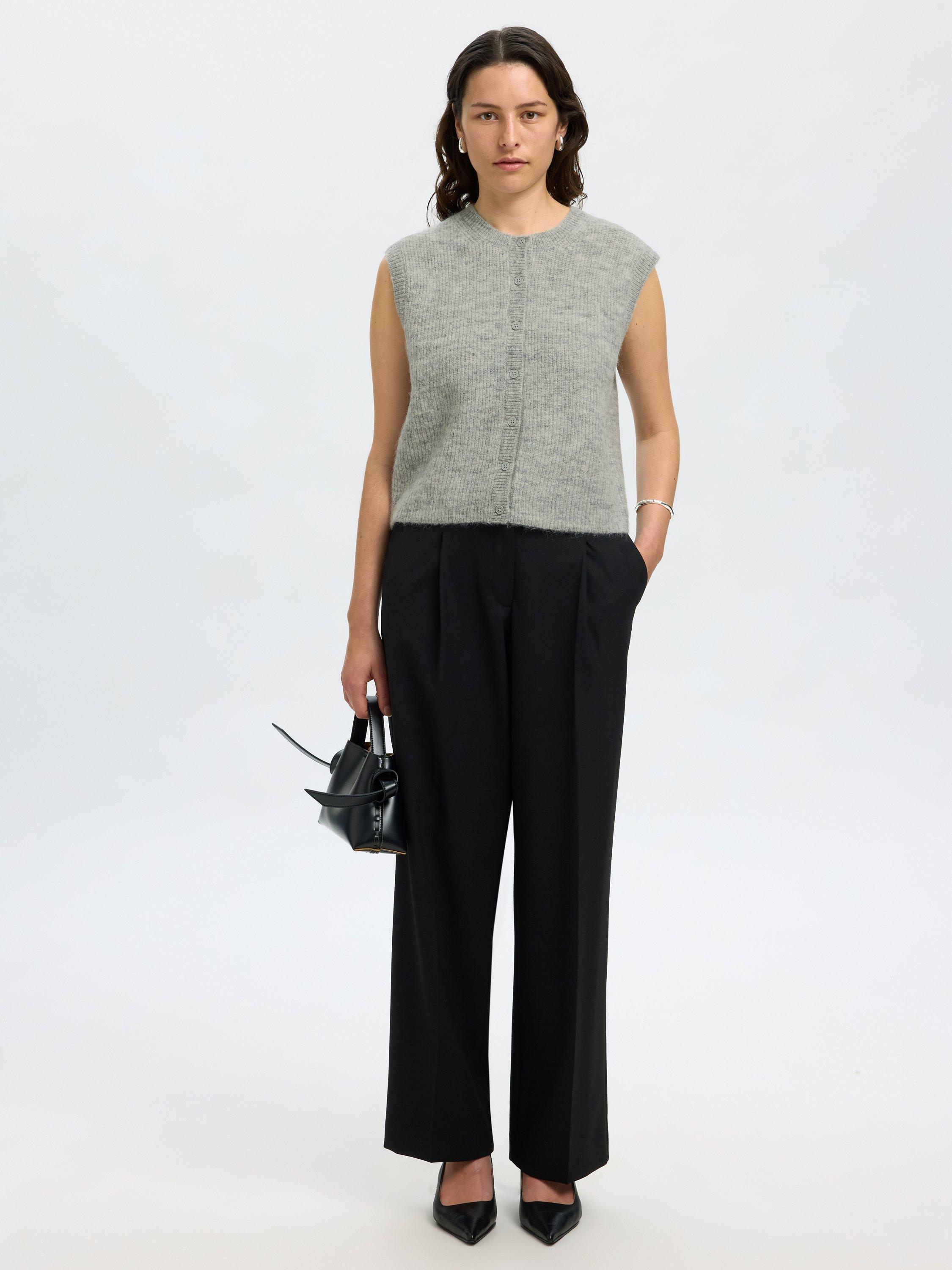Product image 3 of 6, which shows Selected Lulu Wool Rich Knit Top, Grey, XS