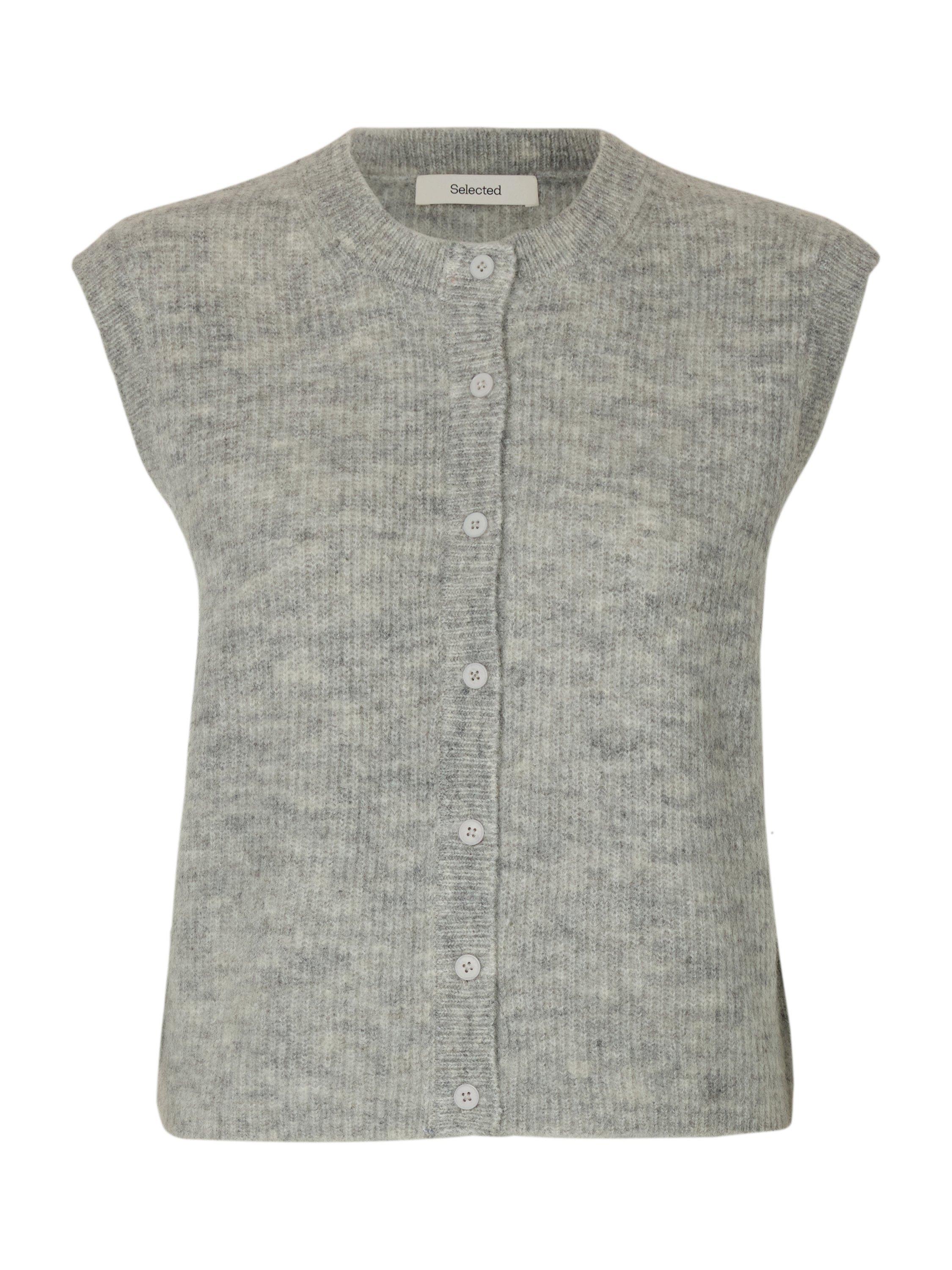 Product image 6 of 6, which shows Selected Lulu Wool Rich Knit Top, Grey, XS