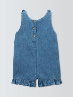 John Lewis Baby Cross Stitch Denim Romper, Blue - view 2, Blue
