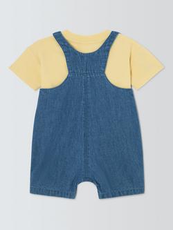 John Lewis Baby Cross Stitch Denim Dungaree and T-Shirt Set, Blue - view 2, Blue