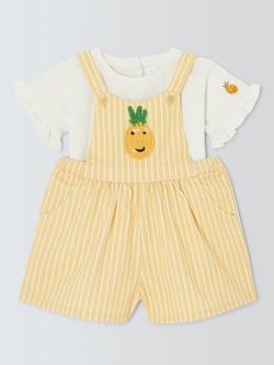 John Lewis Baby T-Shirt and Dungaree Shorts Set, Yellow, Yellow