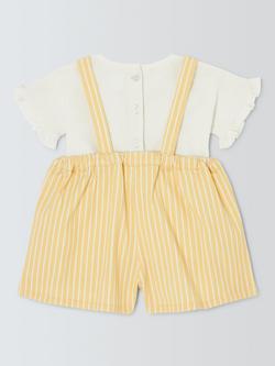 John Lewis Baby T-Shirt and Dungaree Shorts Set, Yellow - view 2, Yellow