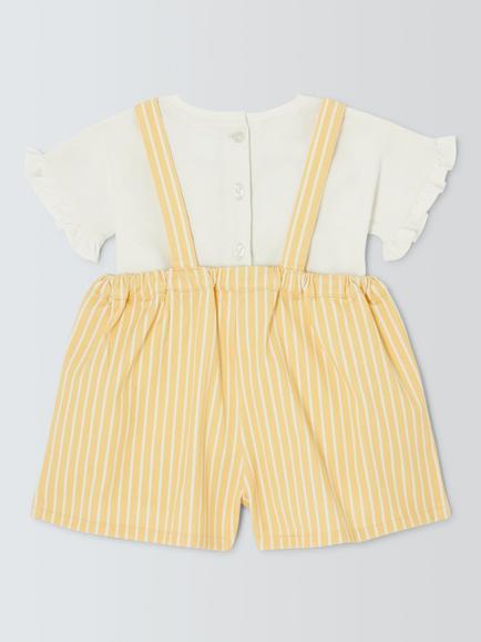 John Lewis Baby T-Shirt and Dungaree Shorts Set, Yellow - view 2, Yellow