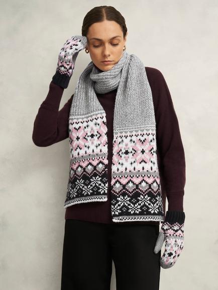 Hobbs Deanna Fair Isle Wool Blend Scarf - view 2, Grey/Multi