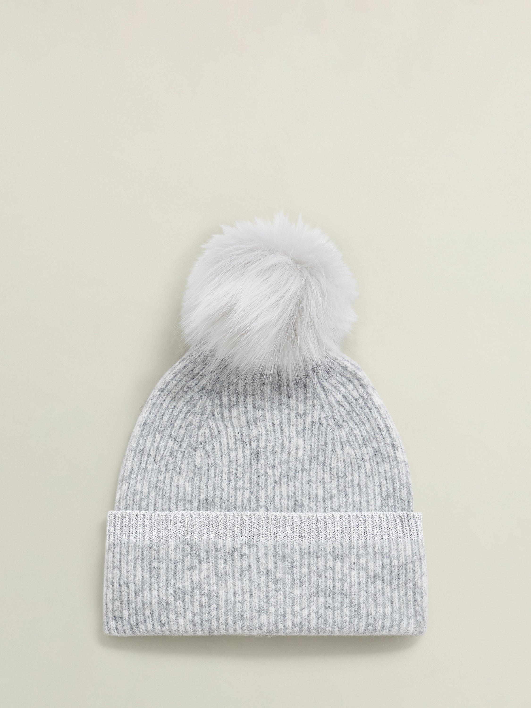 Hobbs Carys Knit Bobble Hat, Light Grey, One Size